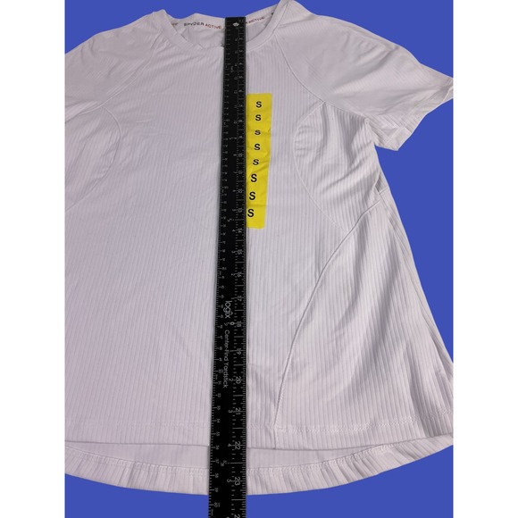Spyder Active Womens White Ribbed‎ Athletic Short Sleeve Shirt Size S/P - Picture 5 of 8